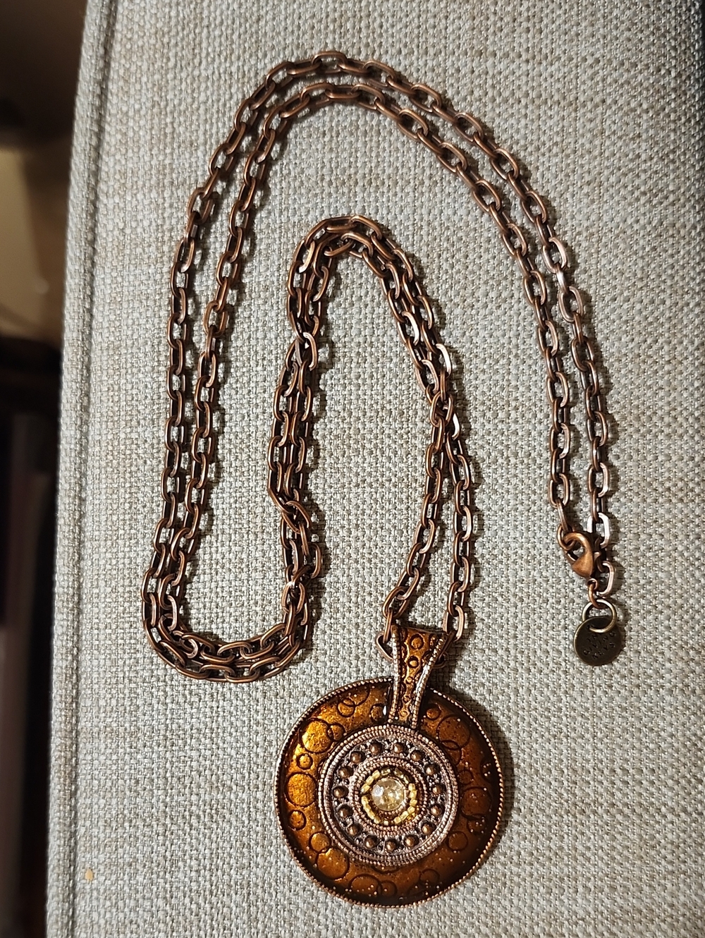 Vintage-Inspired Copper Pendant Necklace in Bronze
